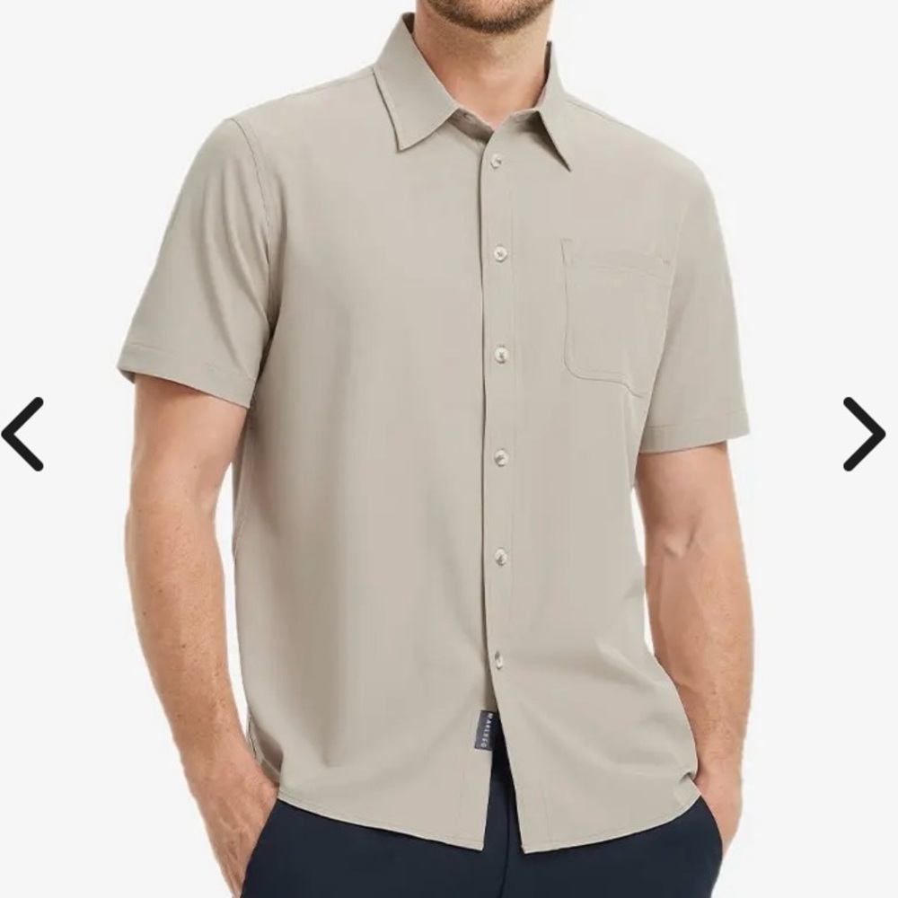 NWT Maelreg performance button down shirt, dark khaki (see pics) size 3XL.